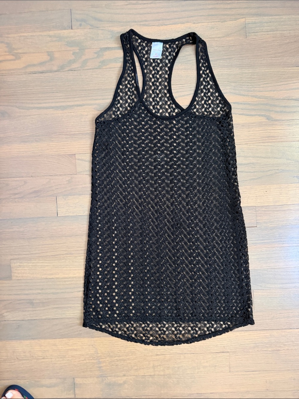 Xhilaration Black Crochet Racerback Swim Cover-Up